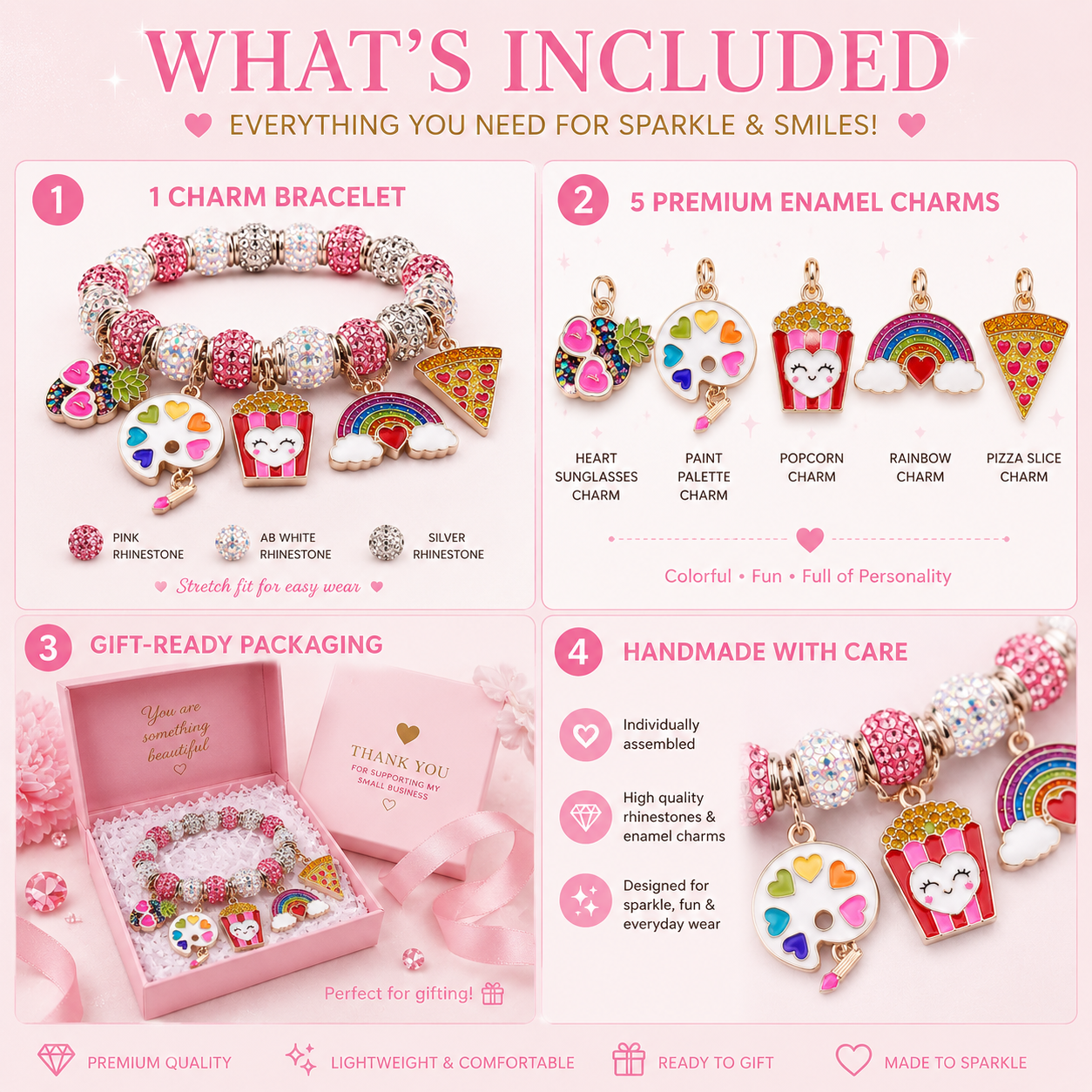 Sweet Sparkling Charm Bracelet