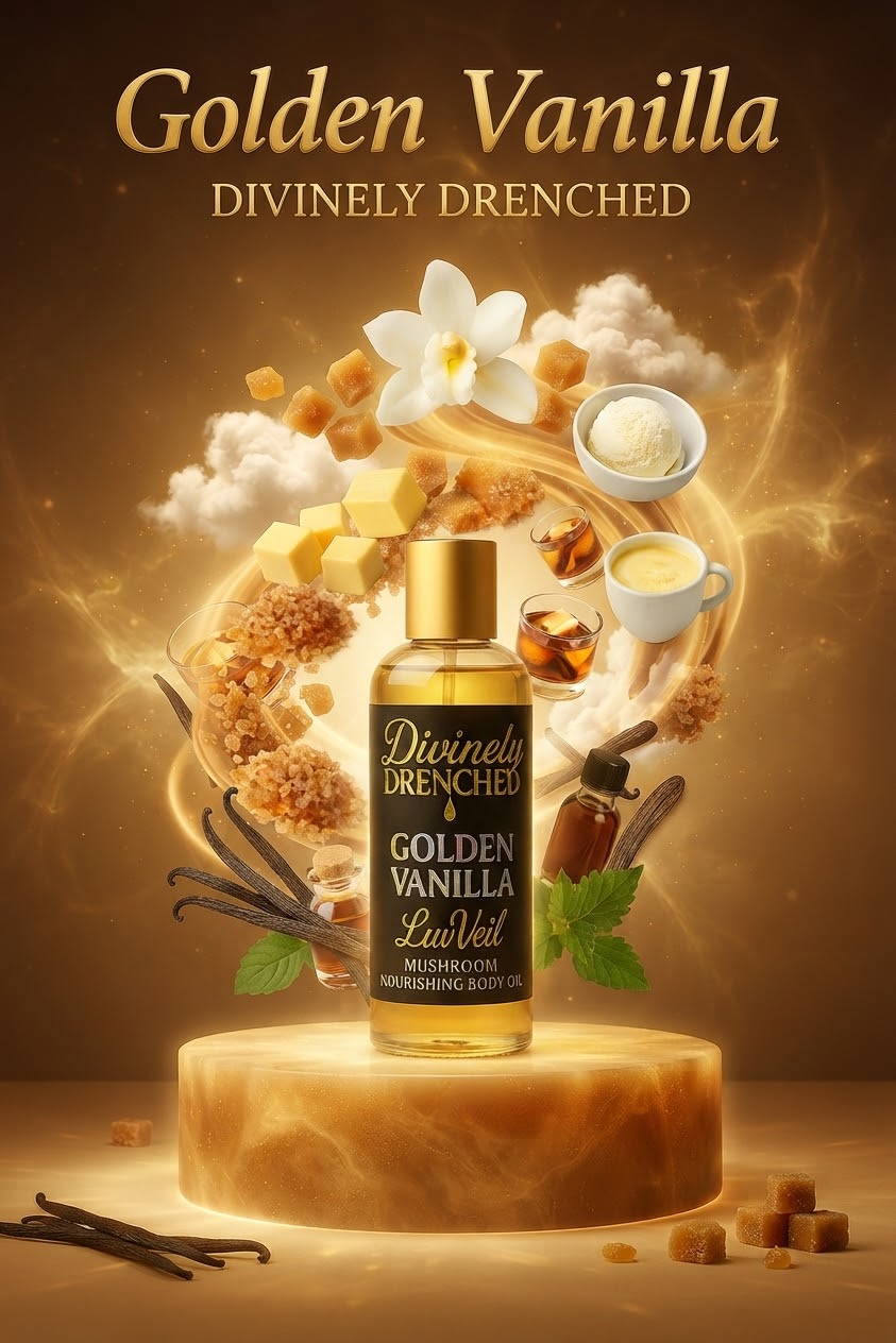 Golden Vanilla 🍨 🍵🧋☕️🍰🧁🍦LuvVeil Mushroom Nourishing Body Oil