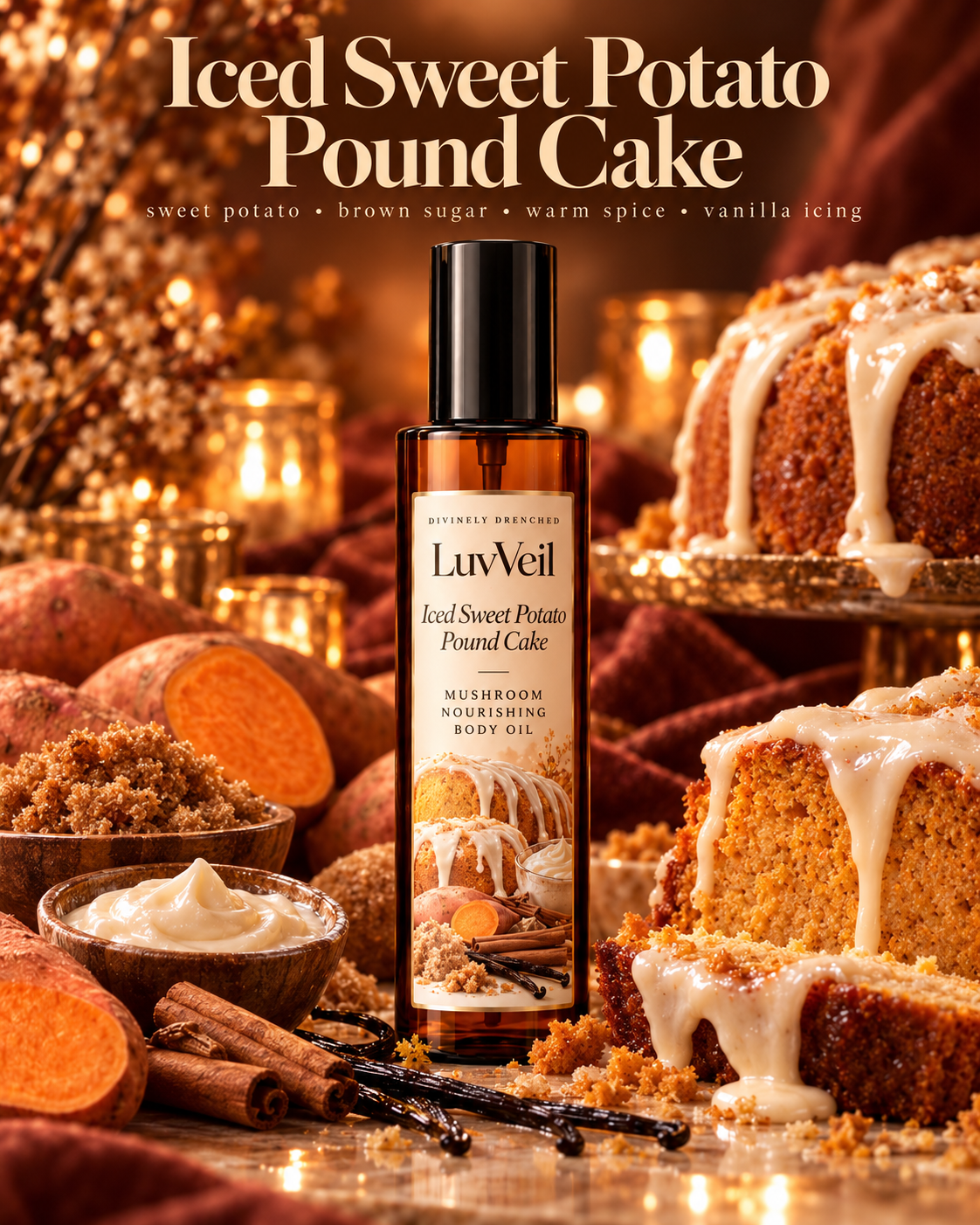 Iced Sweet Potato Pound Cake™ LuvVeil Mushroom Nourishing Body Oil