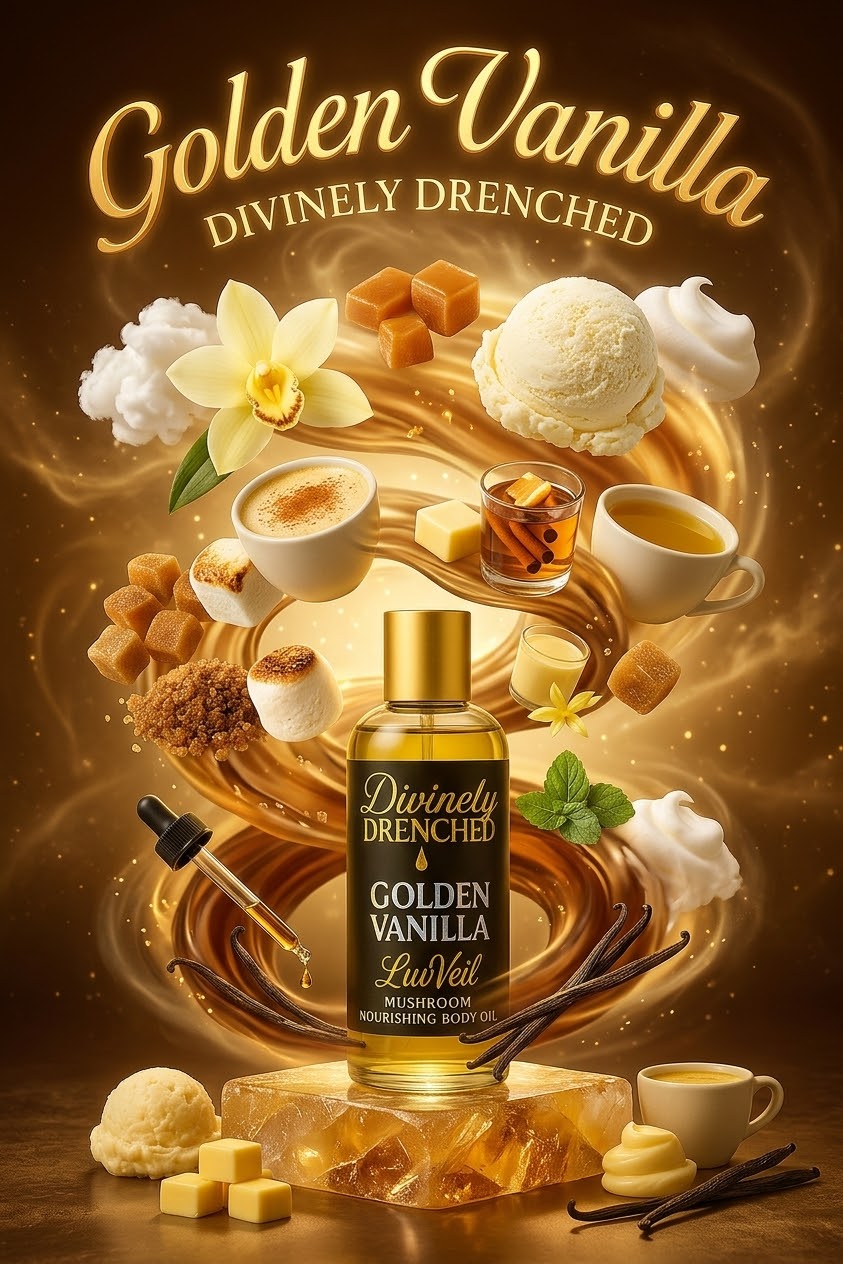 Golden Vanilla 🍨 🍵🧋☕️🍰🧁🍦LuvVeil Mushroom Nourishing Body Oil