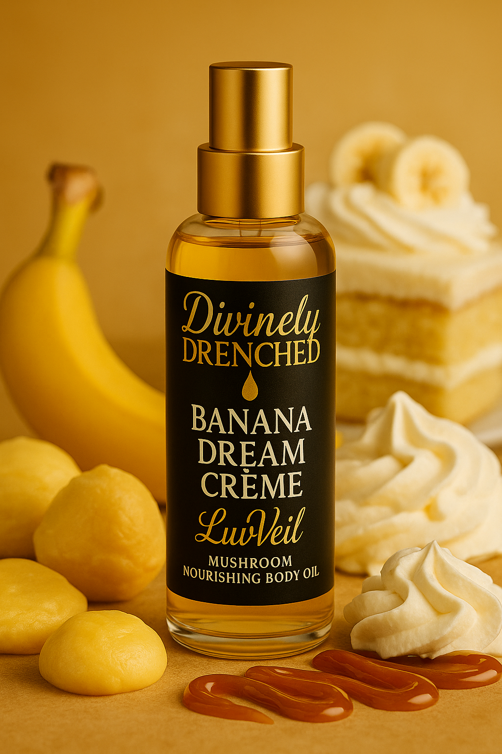 Banana Dream Crème 🍨 🍮🍌☕️ 🧁 🍵LuvVeil Mushroom Nourishing Body Oil