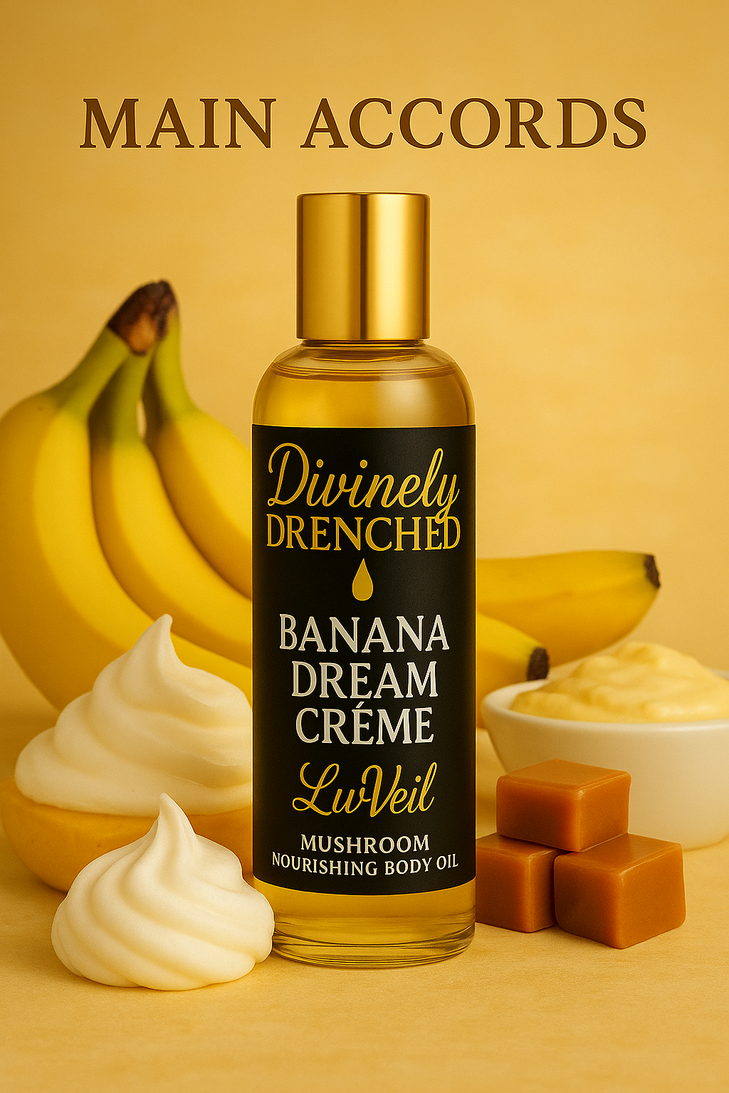 Banana Dream Crème 🍨 🍮🍌☕️ 🧁 🍵LuvVeil Mushroom Nourishing Body Oil