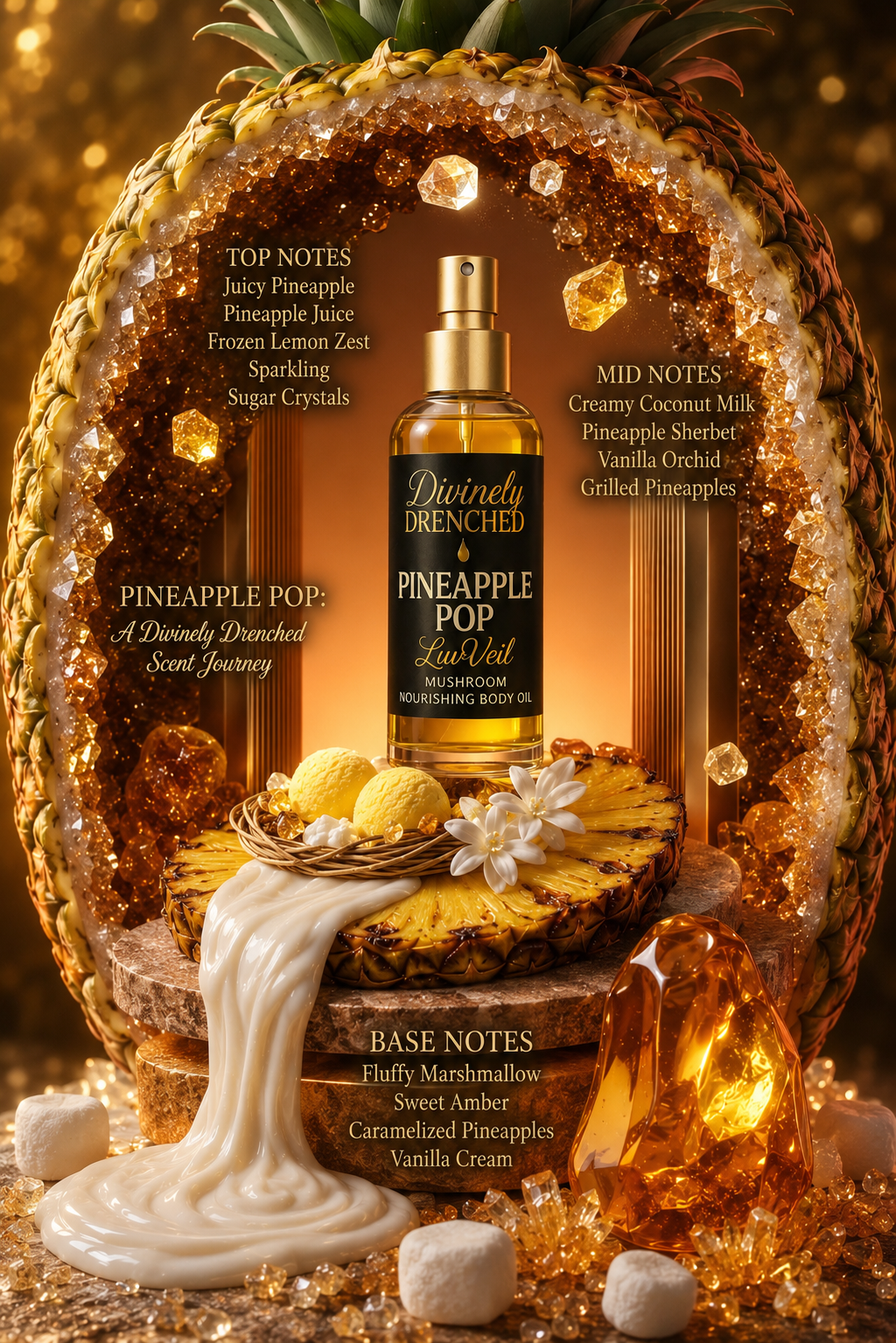 Pineapple Pop🍍💥🍹LuvVeil Mushroom Nourishing Body Oil
