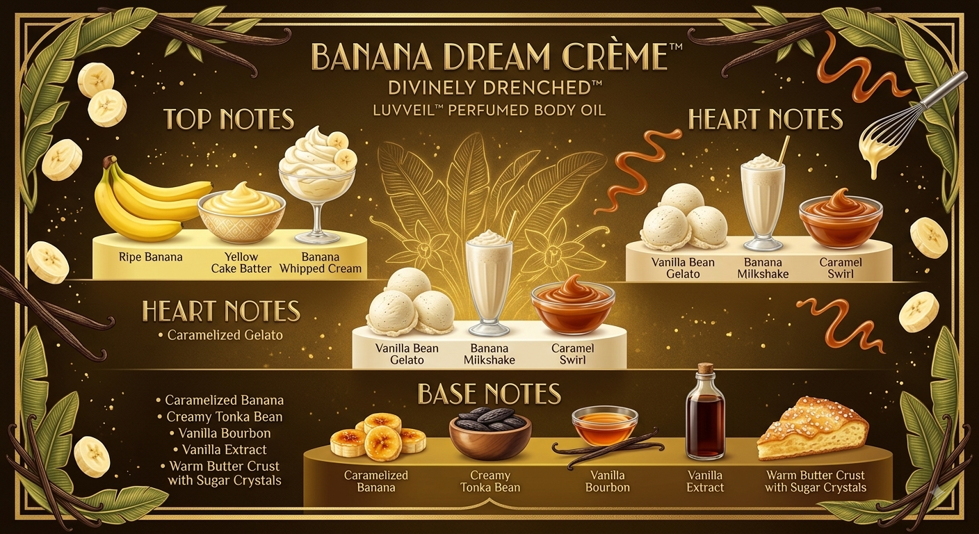 Banana Dream Crème 🍨 🍮🍌☕️ 🧁 🍵LuvVeil Mushroom Nourishing Body Oil