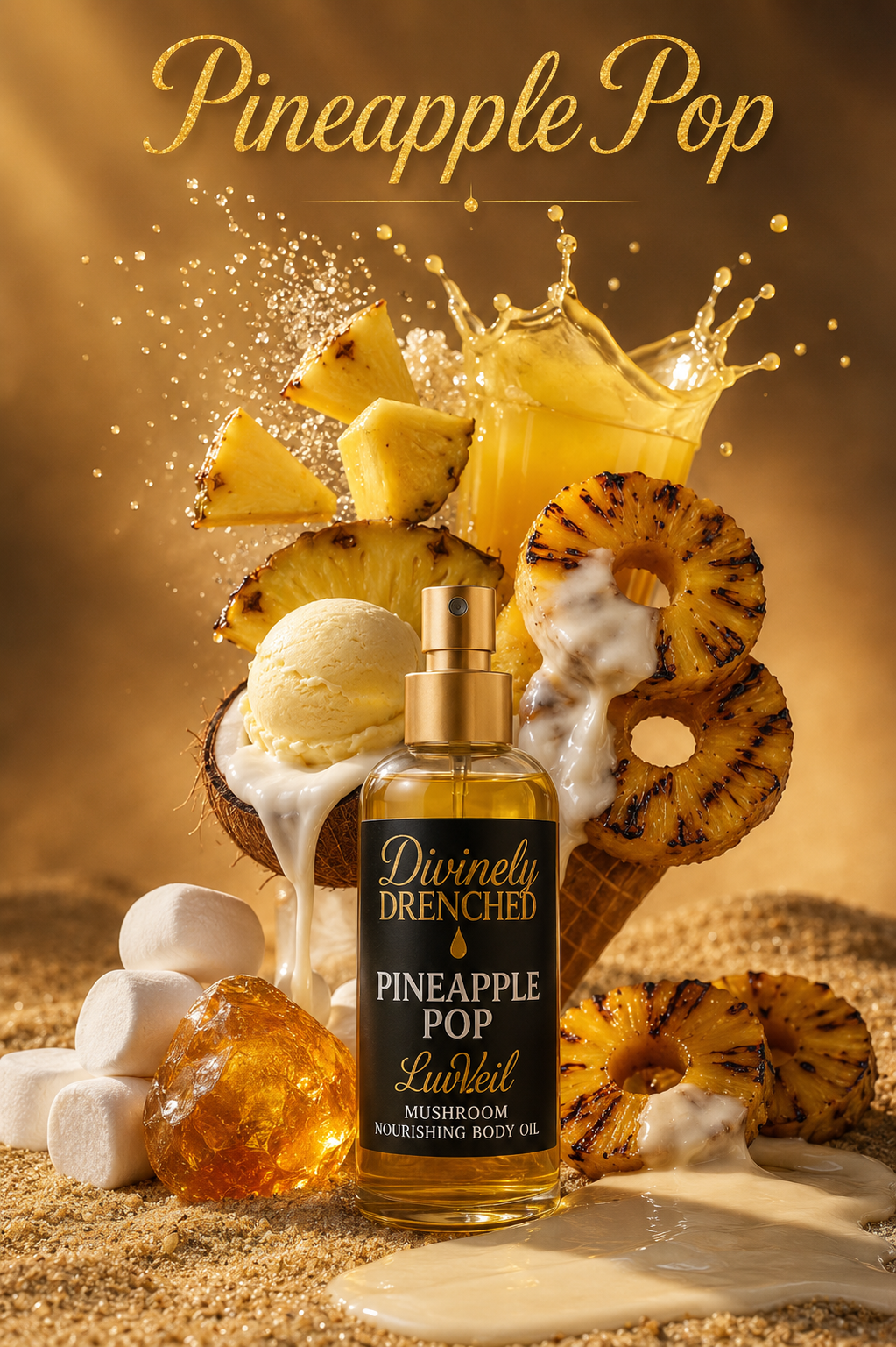 Pineapple Pop🍍💥🍹LuvVeil Mushroom Nourishing Body Oil