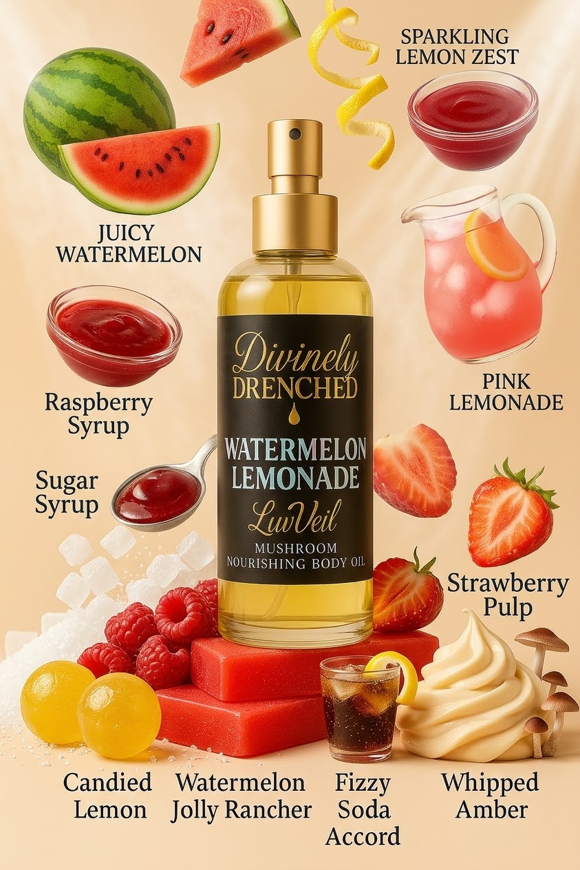 Watermelon Lemonade🍉🍋🍧 LuvVeil Mushroom Nourishing Body Oil