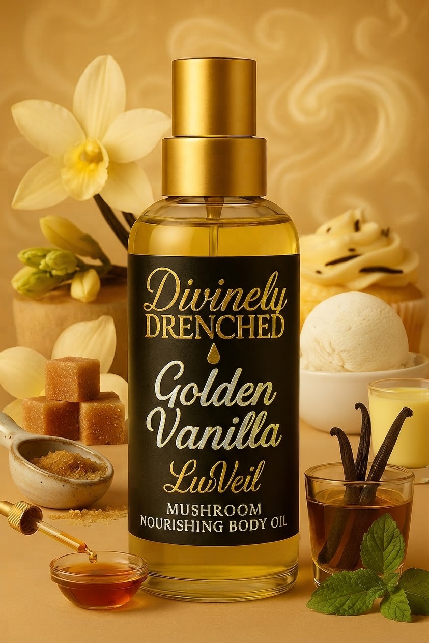 Golden Vanilla 🍨 🍵🧋☕️🍰🧁🍦LuvVeil Mushroom Nourishing Body Oil