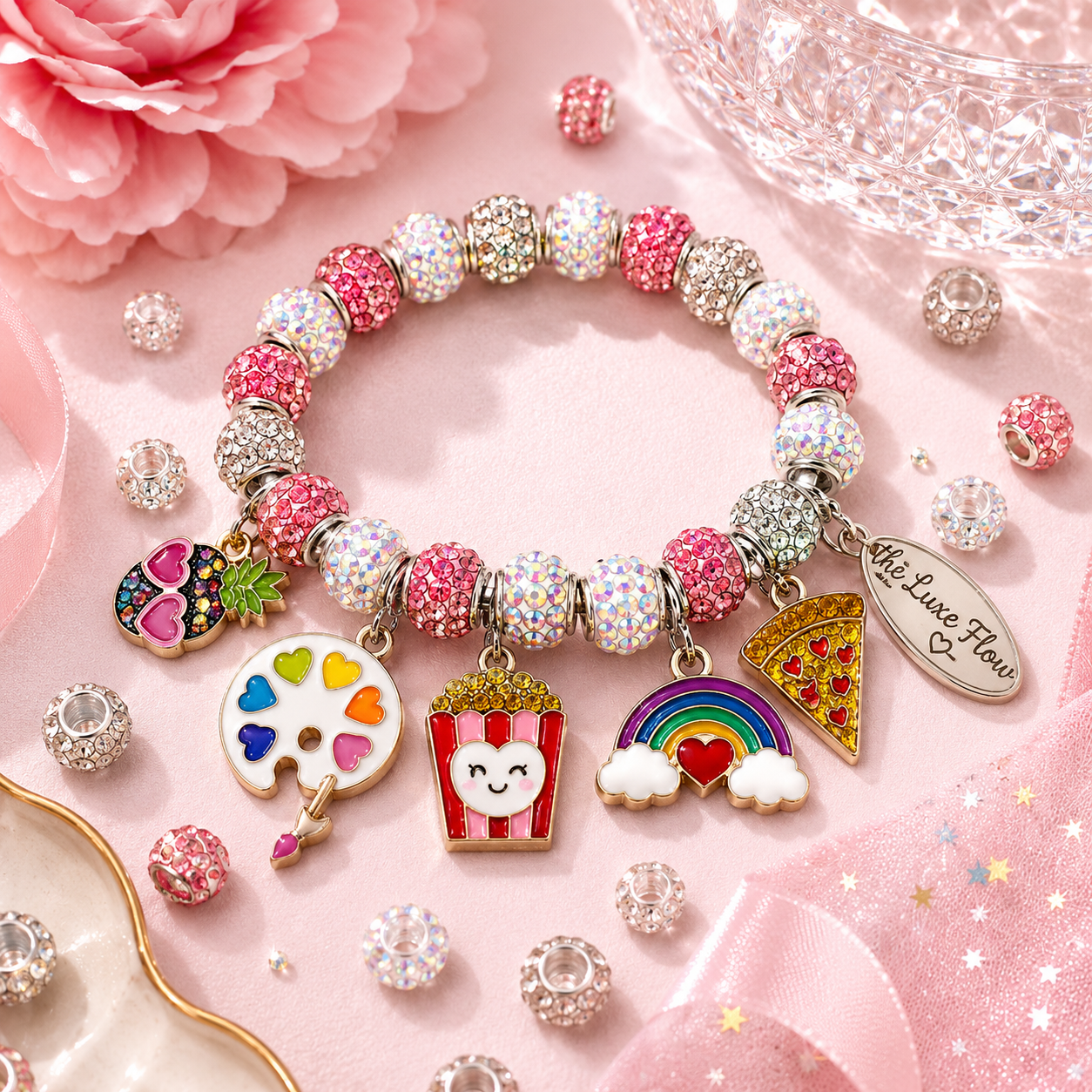 Sweet Sparkling Charm Bracelet